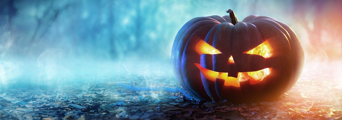 jack-o-lantern glowing in the night